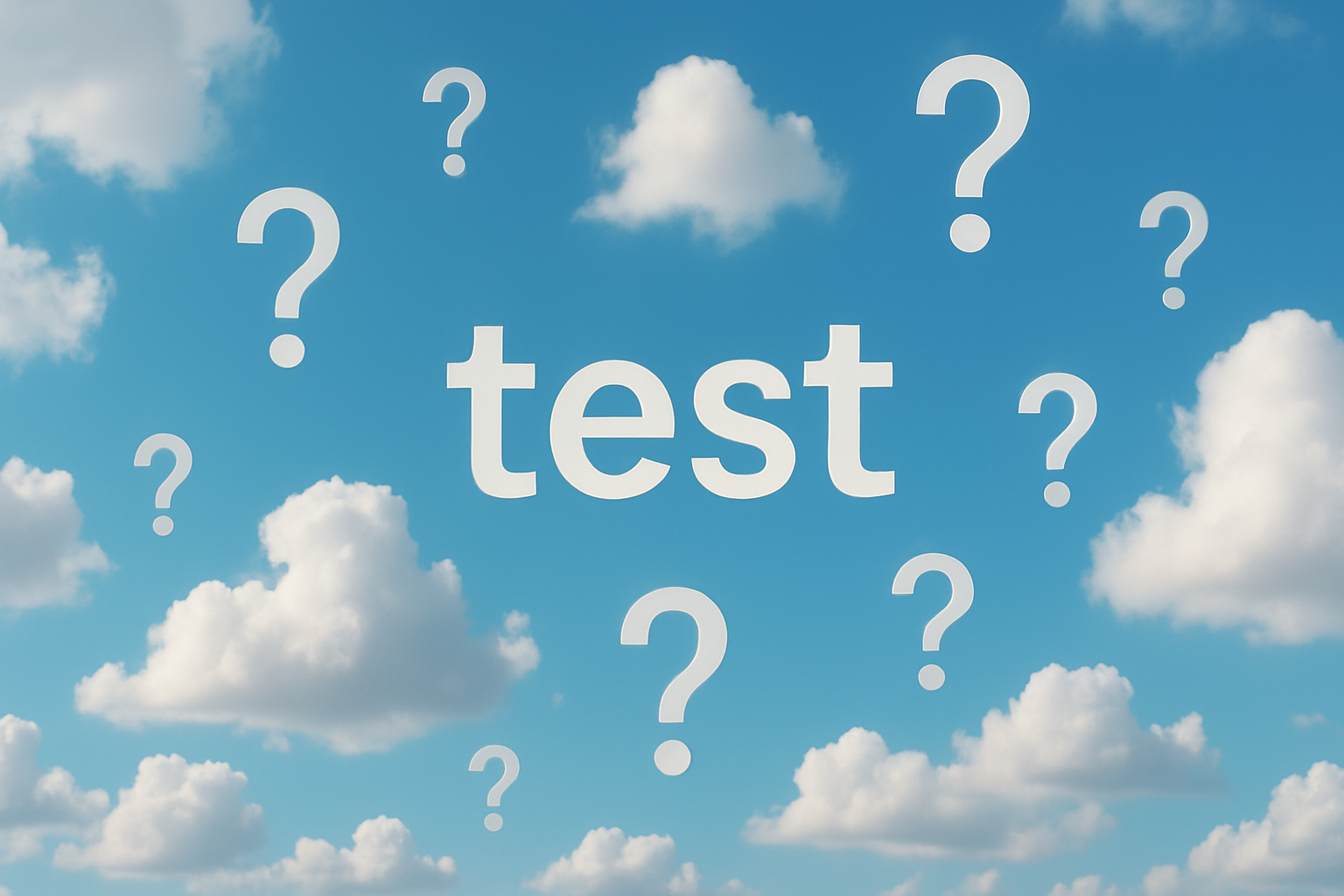 sky with question marks and text "test"